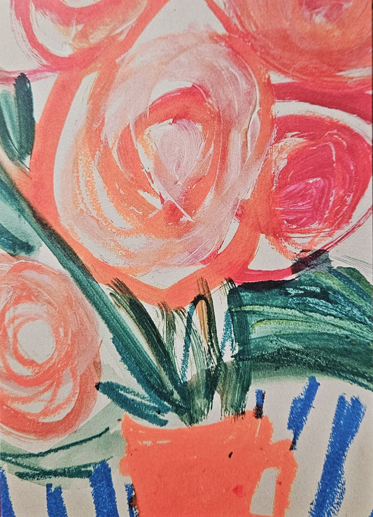 Flowers and Stripes - Greeting Card