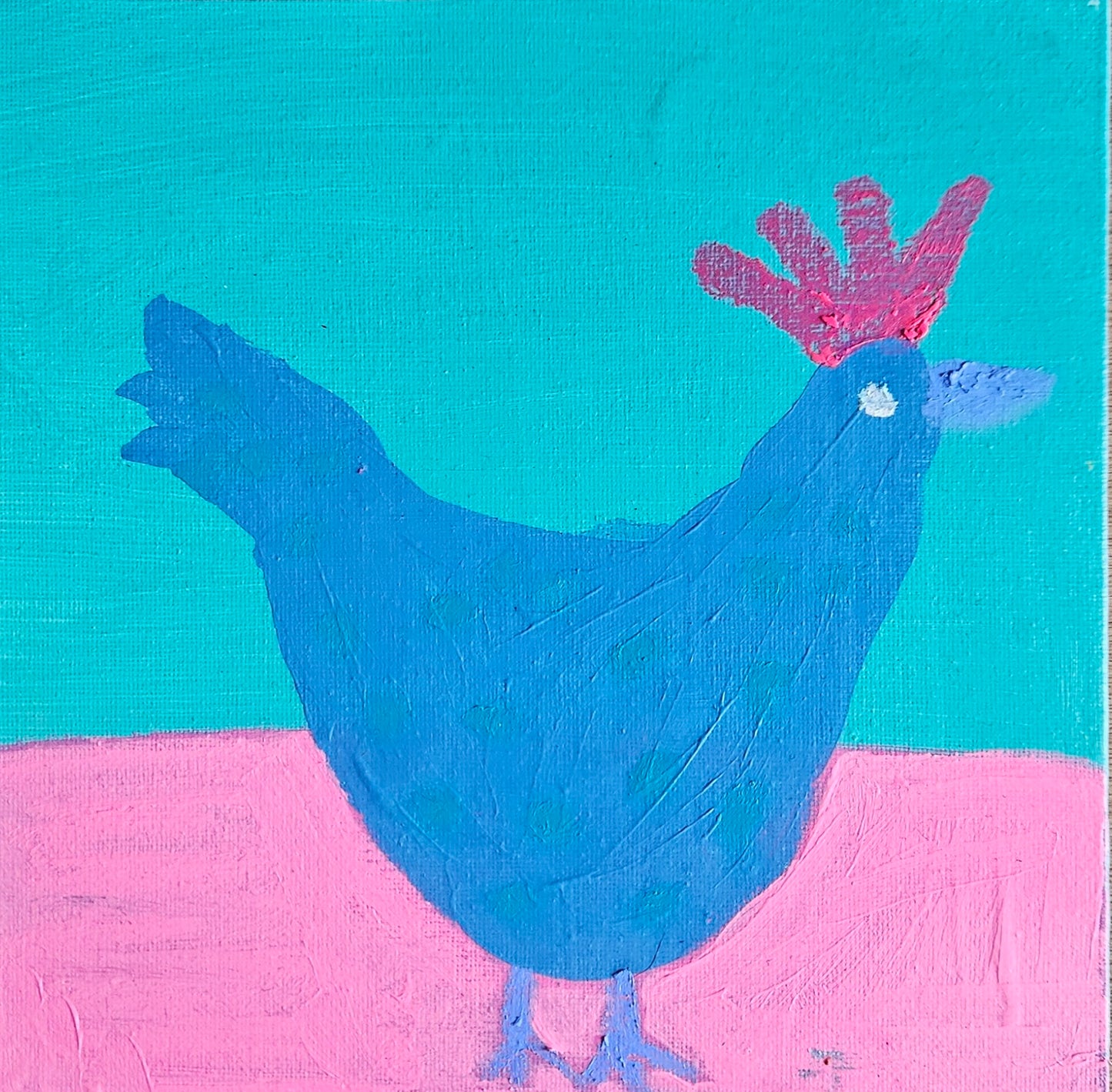 Blue and green spotty chicken